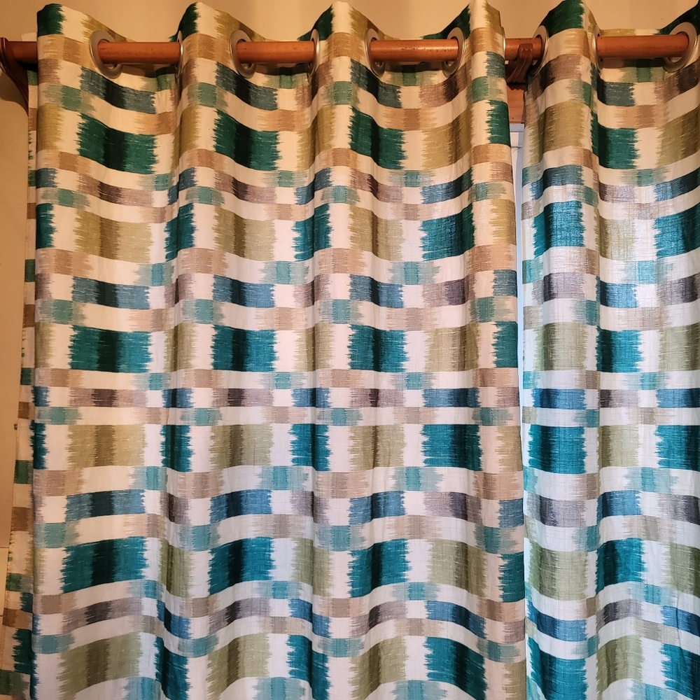 Beautiful  hand made multicolor  2pc  grommet versatile  curtain panel,